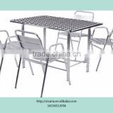 OUTDOOR SQUARE TABLE AND ALUMINUM CHAIR(ONE TABLE AND FOUR CHAIRS)