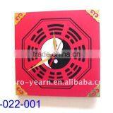 Unique Wooden Table Clock With Taiji Bagua Pattern Design
