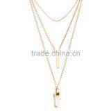 Artificial Cutting Pink Stone Multi Layers Long Necklace Choker For Fashion Lady thumbnail-6