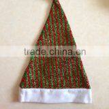 Wholesale Unique Design Green and Red Stripes Christmas Decorated Santa Hat