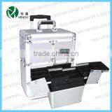 Aluminum Trolley Makeup Cosmetic Case Rolling Aluminum Makeup Train Artist Case Trolley Beauty Case Luggage Bags thumbnail-1
