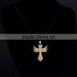 Fashion Stainless Steel Jewelry Yellow Angle Wing Cross Necklace Pendant for Boy Girls thumbnail-5