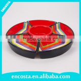Colorful Lazy Susan Ceramic Snack Tray Bowl Plate Set
