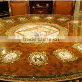 Baroque Style Brass & Porcelain Dining Table, Deluxe Large Round Dining Table for 10 People, Gorgeous Gilded Brass Dining Table thumbnail-2