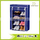Store More Modern Blue 4 Tier Shoe Rack With Cover thumbnail-1