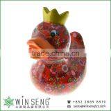 Cheap Coin Box Lovely Design Flower Patterns Duck Shaped Ceramic Animal Piggy Bank thumbnail-3