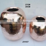 Copper Vase jar style with Mirror polish and hammered patterns