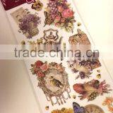 Floral Design Embossed Sticker, Antique Elegance Design Sticker for Decoration, Classic Decorative Shinny Glitter Sticker thumbnail-2