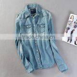 Women Denim Shirt/blouse, Long Sleeve Shirt/blouse, Women Vintage Denim Shirt/bouse, Stone Washed Denim Shirts/blouse thumbnail-2
