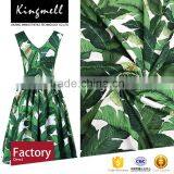 Custom 2017 Wholesale Green Banana Leaves Digital Printed Natural 100% Cotton Fabric for Dress thumbnail-1