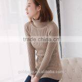Slim Fit Soft Hand Feel Long Sleeve Knitted Pullover Wool High Neck Sweater for Women thumbnail-5