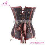 Cheap Brown Buckle up Women Steampunk Witch Corset thumbnail-3