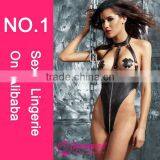 Sexy Leather Nude Teddy Lingeries thumbnail-2