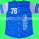 Top Quality 100% Polyester Baseball Jersey Royal Blue & Gray Color