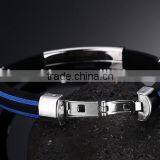 Fashion Mens Silicone Stainless Steel Bracelets Custom Own Logo Silicone Braceets for Promotional Gifts 2017 thumbnail-3