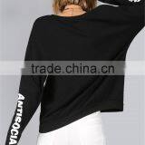 New Arrival Women Cool Black Streetwear Pullover Custom Sleeve Print Oversized Drop Shoulder Ladies Sweatshirt thumbnail-4