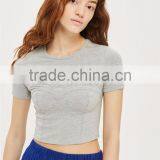 MGOO Custom Made Fashion-forward Cup Detail Short Sleeve Tank Tops Plain Fitness Stretch Cotton Crop Top thumbnail-3