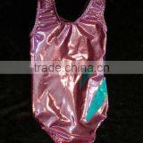 Girls Leotard Gymnastics Lilac Mystique With Teal Slashes as Overlay Front and Back thumbnail-2