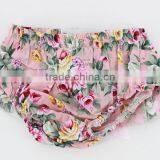 Wholesale Ruffle Diaper Covers Baby Cotton Bloomers Pink Ruffle Print Floral Bloomers thumbnail-2