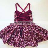 Baby Girl Toddler Girls Vintage Fabric Burgundy Plum Maroon Floral Dress Romper thumbnail-2