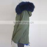 Myfur Army Green Fabric Parka With Fox Belly Fur Lining Winter Coat Wholesale thumbnail-4