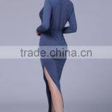 Fashion Split Skirt Hem Long Sleeve Military Wind Knitwear Women Dress 2017 thumbnail-6