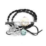 Acrylic Imitation Pearl Hair Ties Leaf Light Green Flower thumbnail-2