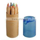 High Quality 12 Colors Colored Natural Wood Drawing Pencil With Sharpner Bottle Carton Package thumbnail-1