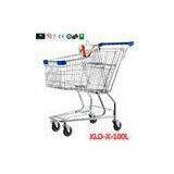 Portable Metal Rolling Grocery Supermarket Shopping Trolley Carts Zinc Plated thumbnail-1
