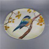 17inch Birds Print Picnic Hammered Melamine Round Serving Tray thumbnail-1