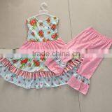 2017 Wholesale Children's Boutique Clothing Baby Clothes Girls Fall Plain Ruffle Outfits thumbnail-1