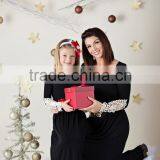 Mommy and me Maxi Dresses Lace Fabric Ladies One Piece Black Dress thumbnail-1