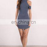 OEM Cold Shoulder Ribbed Bodycon Mini Dress 2017 thumbnail-4