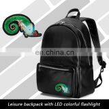 Black PU Teenager School Bag With Led Backpack Billboard thumbnail-2