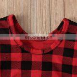 Fall Baby Girl Rompers Set Toddler Christmas Plaid Jumpsuit Headband 2pcs Set Playsuit Long Sleeve Holiday Clothes Set thumbnail-5