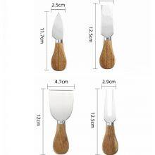 4 Piece Cheese Knives Set With Wood Handle Steel Stainless Cheese Slicer Cheese Cutter thumbnail-2