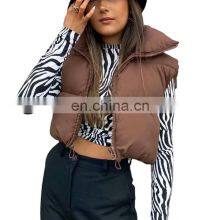 Wholesale Custom LOGO Ladies Fall/winter Stand-up Collar Padded Down Cotton Vest Vest Sleeveless Waistcoat Plus Size Jacket thumbnail-1