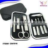 Stainless Steel Nail Tool Black PU Leather Manicure Set