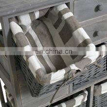 Home Wooden Frame Wicker Basket Drawer Storage Unit Cabinet Cupboards Organizer thumbnail-4