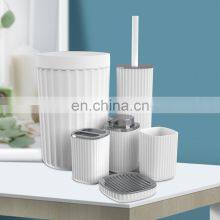 Vertical Stripe Plastic Decorative Bathroom Accessories Set 6 Pcs Luxury Bath Sets
