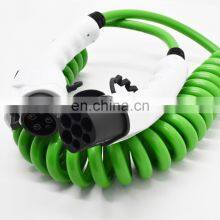 Electric Car Charger 1m Mode 3 16A Type 1 to Type 2 ev Charging Spring Line Cable Plugs
