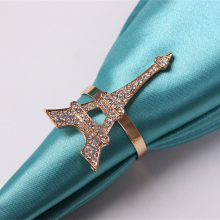 Creative Rose Gold Alloy Eiffel Tower Crystal Rhinestone Napkin Ring thumbnail-4