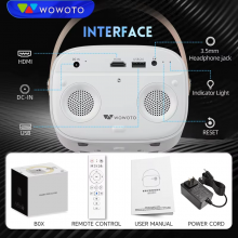 WOWOTO Portable 3D 4K Android Video Projector 2000 Lumen WIFI BT Led DLP Home Theater Screenless Mini Smartphone Projector thumbnail-5