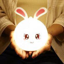 Rabbit Lamp Bunny LED Night Light Children's Night Light Baby Sleeping Bedside Lamp USB Silicone Tap Control Touch Sensor Light thumbnail-2