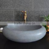 Indoor Decoration Natural Grey Oval Stone Bathroom Sink thumbnail-3