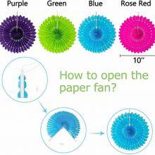 Indoor Outdoor Wedding Round Hanging Chinese Paper Pom Poms Kit With Paper Fan Decoration thumbnail-3