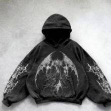 New Retro Oversized Black Winter Embroidered Hoodie Solid Loose Pullover Sweatshirt 100% Cotton Streetwear for Men and Women thumbnail-3