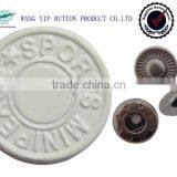 20mm White Engraved Customer Logo Snap Button for Man Clothing