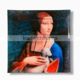 CARMANI Glass Plate 13x13 cm "The Lady with an Ermine" design LEONARDO DA VINCI