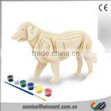 Kids Educational Toys DIY Drawing Dog 3D Plywood Jigsaw Puzzle thumbnail-1
